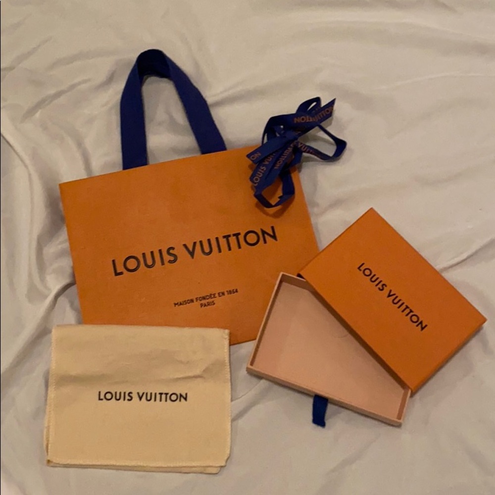 Louis Vuitton dust bag, box, shopping bag & ribbon